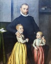 Gentleman and his children by Giovanni Battista Moroni, 1572 Royalty Free Stock Photo