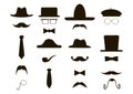 Gentleman icon - hats, mustache, pipe, bow