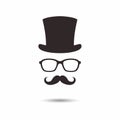 Gentleman icon. Unknown man with a mustache in the hat, glasses. Royalty Free Stock Photo