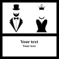 Gentleman and lady icon on postcard. Black Tie Event. Royalty Free Stock Photo