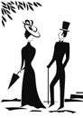 Gentleman and Lady silhouette Royalty Free Stock Photo