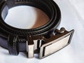 Gentleman leather belt on a white background Royalty Free Stock Photo