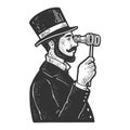 Gentleman with opera glasses sketch vector