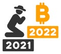 Gentleman Pray Bitcoin 2022 Vector Flat Icon