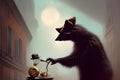 Gentleman raccoon wearing a hat. Amazing 3D Digital illustration. CG Artwork Background