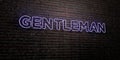 GENTLEMAN -Realistic Neon Sign on Brick Wall background - 3D rendered royalty free stock image