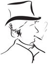 Gentleman retro outline portrait silhouette for wa