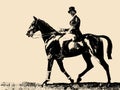 Gentleman riding a horse in retro style Royalty Free Stock Photo