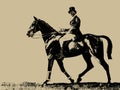 Gentleman riding a horse in retro style Royalty Free Stock Photo