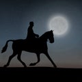 A Gentleman Riding A Horse Under The Moonlight