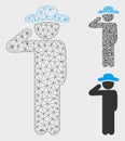 Gentleman Salute Vector Mesh Carcass Model and Triangle Mosaic Icon