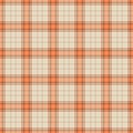 Gentleman seamless vector check, repeating plaid fabric textile. Geometric tartan background pattern texture in orange and light Royalty Free Stock Photo