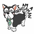 Gentleman Terrier dog wear necktie and glasses cartoon illustration