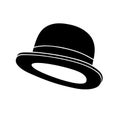 Gentleman vintage bowler hat black and white illustration.