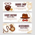 Gentleman Vintage Doodle 3 Bannners Set