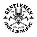 Gentlemen club vector emblem, logo, badge or label in vintage monochrome style isolated on white background