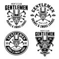 Gentlemen club vector set of emblems, logos, badges or labels in vintage monochrome style isolated on white background Royalty Free Stock Photo