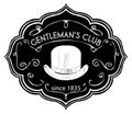 Gentlemen club, vintage retro label with chalk