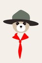 Gentlemen dog wear a hat and a red scarf like a man, Fashion portrait of dog Royalty Free Stock Photo