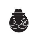 Gentlemen emoji black vector concept icon. Gentlemen emoji flat illustration, sign