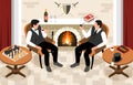 Gentlemen At Fireplace Composition