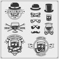 Gentlemen`s Club. Set of emblems, icons of accessories.
