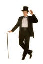 Gentlemen in suit with top hat and cane Royalty Free Stock Photo