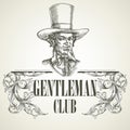 Gentlemens club. Vintage vector illustration