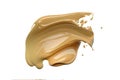 Gently beige cream strokes and texture of makeup foundation or acrylic paint isolated on white background. Transparent png,