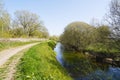A gently cuved footpath alongside the River Idle in springtime Royalty Free Stock Photo