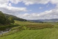 A gently flowing river wends its way across the Valley floor of Glen Clova in the Angus Glens of Scotland. Royalty Free Stock Photo