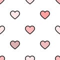 Gently pink hearts with black stroke