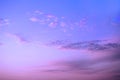 Gently violet pink sunset. Evening blue sky with colorful clouds. Beautiful sunset background. Royalty Free Stock Photo