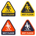 gently wet floor. falling of a person due to a wet floor.