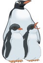 Gentoo Penguin Family Illustration