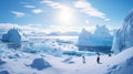 Gentoo Penguin playtime at your local iceberg. Neural network AI generated