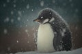 Gentoo penguin (Pygoscelis papua) in the snow