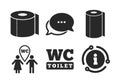 Toilet paper icons. Gents and ladies room. Vector