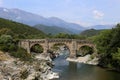 Genuese bridge crossing river Tavignano, Corsica, France Royalty Free Stock Photo