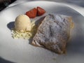 Genuine apple strudel with ice cream Royalty Free Stock Photo