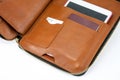 Genuine brown leather organizer Royalty Free Stock Photo