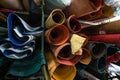 Genuine cowhide leather fold on craftsmanship DIY handmade shop Royalty Free Stock Photo