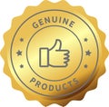 Genuine Golden, Products sign, Genuine product badge, Golden Premium Seal, Genuine stamp label, Original Products label Royalty Free Stock Photo