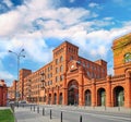 Genuine industrial architecture, with unplastered red brick buildings