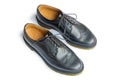 A genuine leather black brogues isolated on a white background. Smart casual style shoes