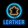 genuine leather label neon glow icon illustration