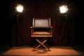 genuine leather movie directors chair under spotlight Royalty Free Stock Photo