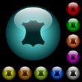 Genuine leather symbol icons in color illuminated glass buttons