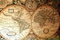 Old World Map in Hemispheres, a cartography collection seen in Puszykowo, Poland Royalty Free Stock Photo