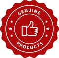 Genuine Products sign, Genuine product badge, Golden Premium Seal, Genuine stamp label, Original Products label Royalty Free Stock Photo